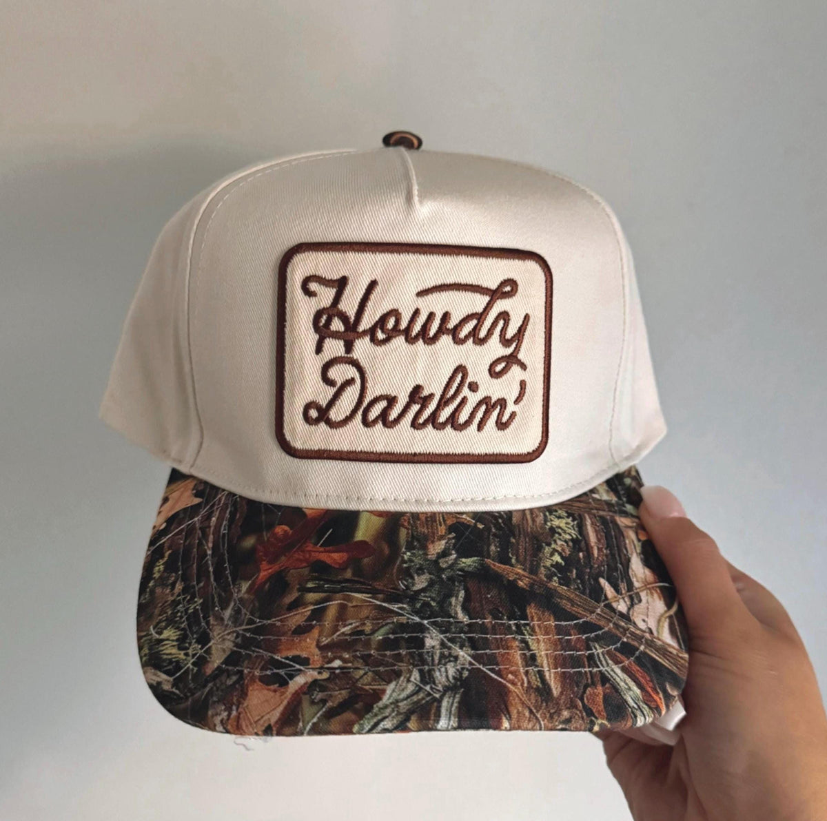 Howdy Darlin’ Camo Trucker Hat | Coastal Cowgirl Vintage Hat