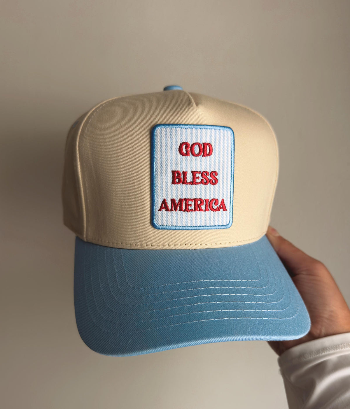 God Bless America Trucker Hat – Patriotic Embroidered Patch Cap
